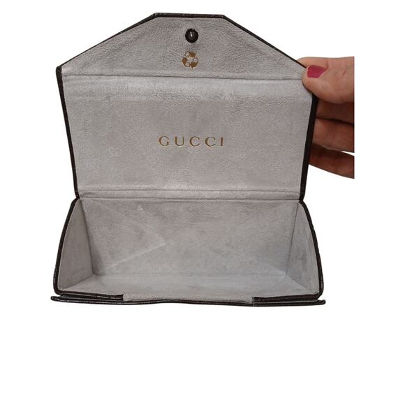 Gucci Collapsible Trifold GG Brown Leather Case Eyeglasses Sunglasses Organizer - Picture 4 of 8